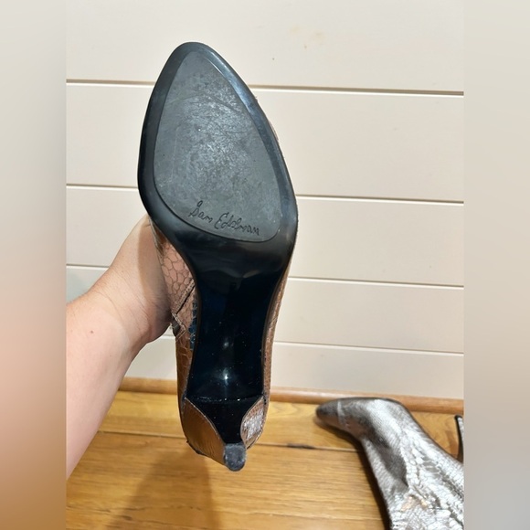 Sam Edelman Silver Snakeskin Heeled Boots - Picture 5 of 16